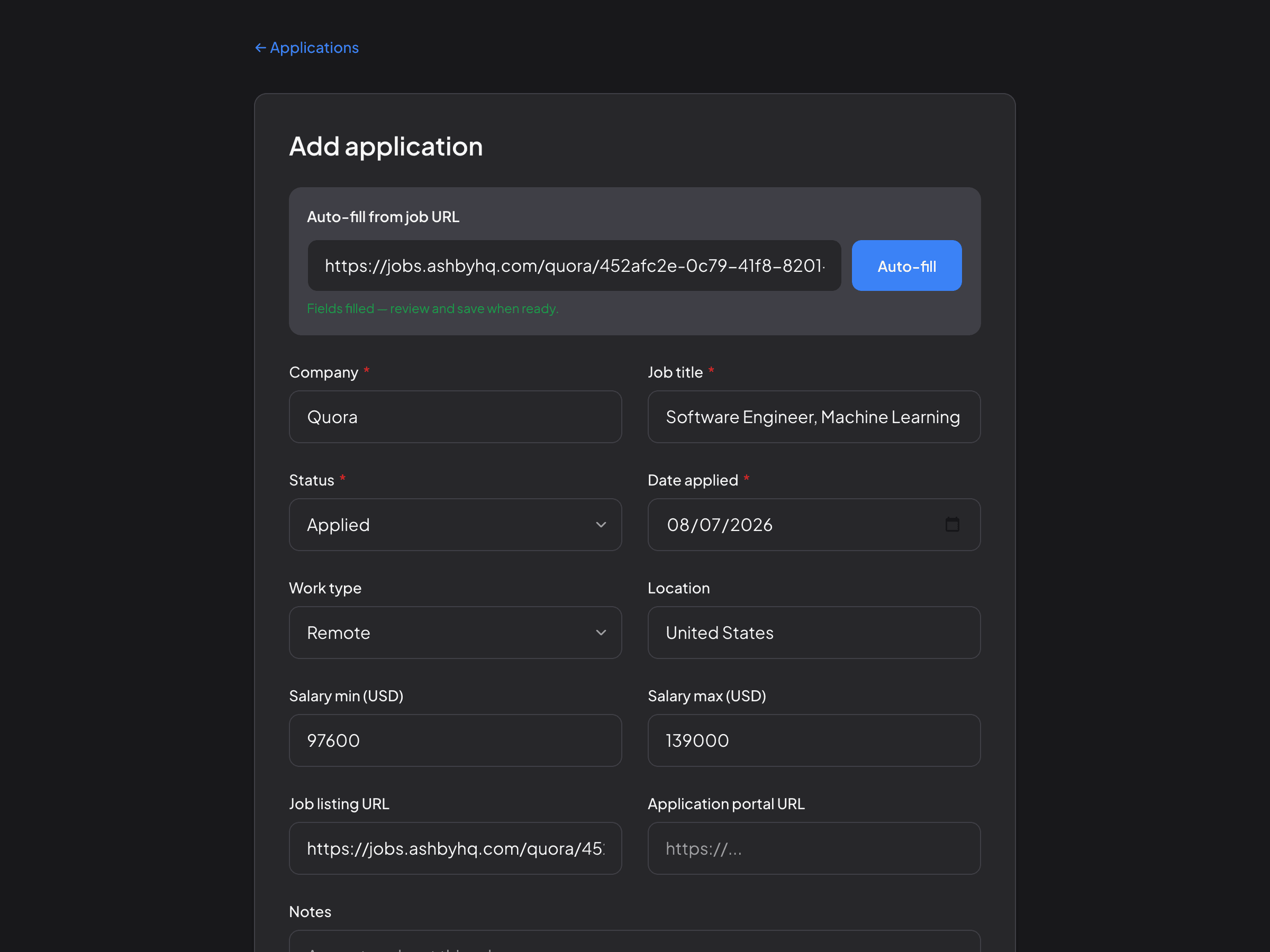 Log every application